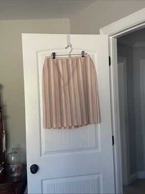 GAP Cream Midi Skirt with Pink and Tan Stripes